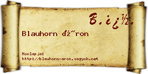 Blauhorn Áron névjegykártya